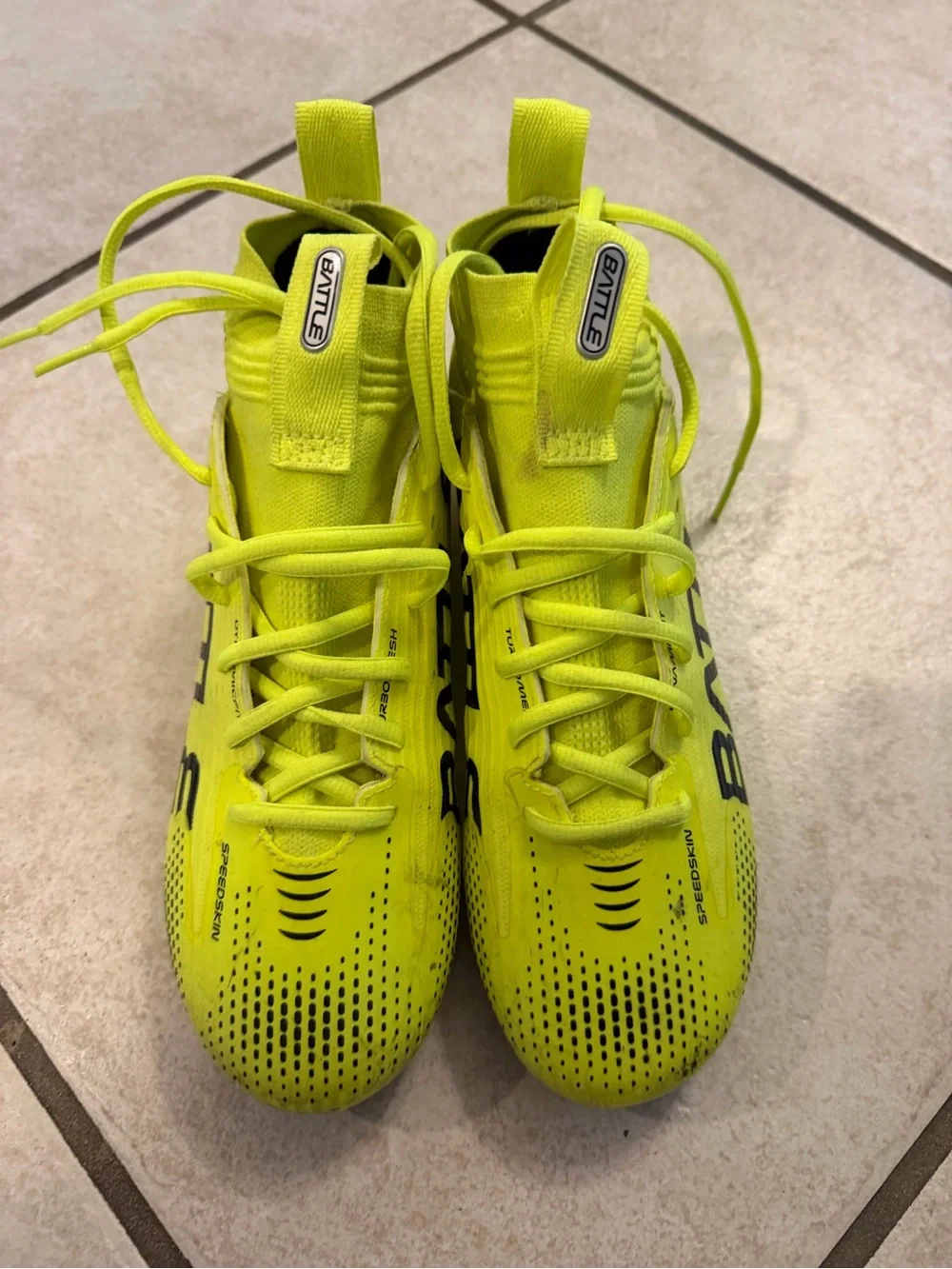 Kids Neon Yellow Football Cleats